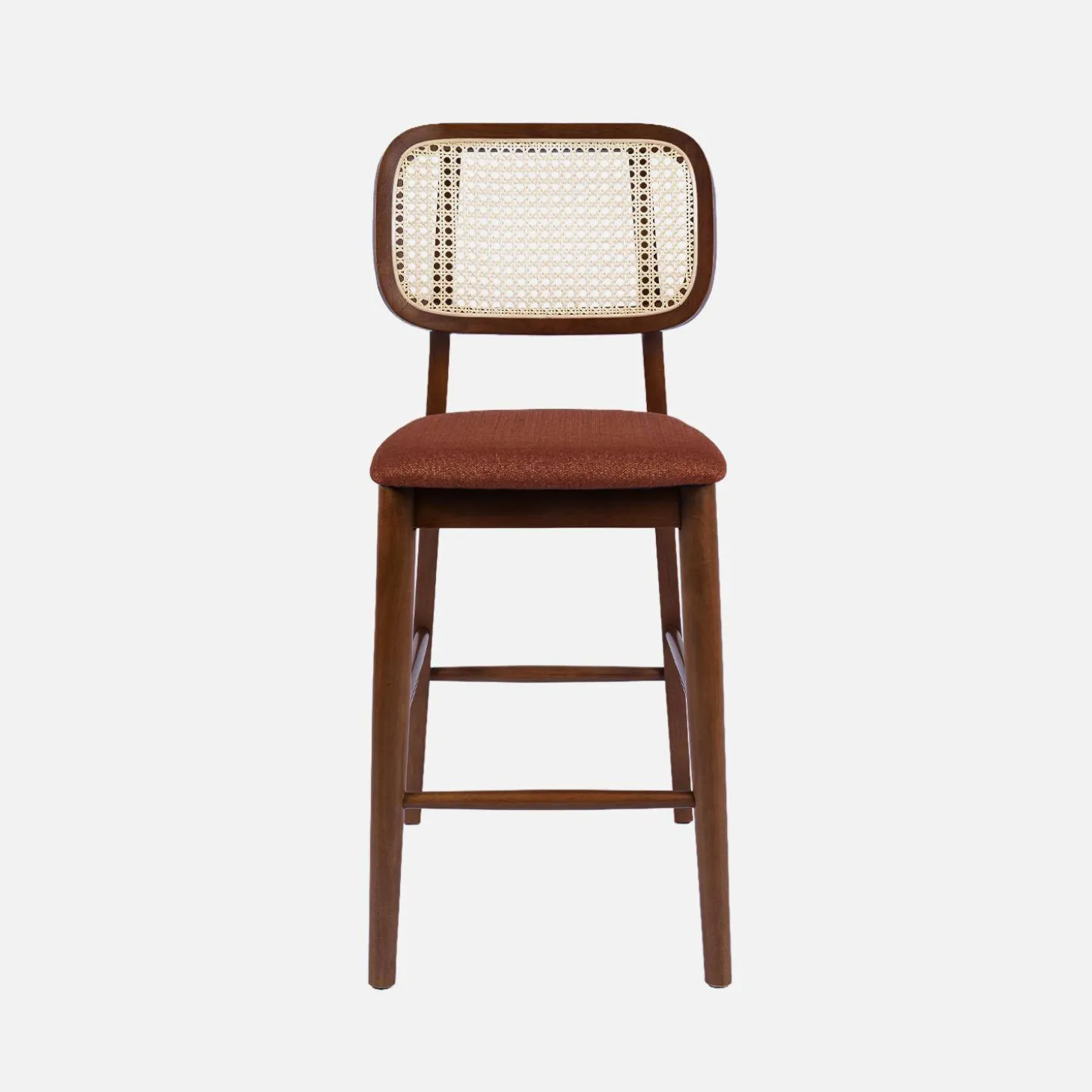 Barkruk van walnootkleurig hout en rotan 66,5 cm (set van 2)