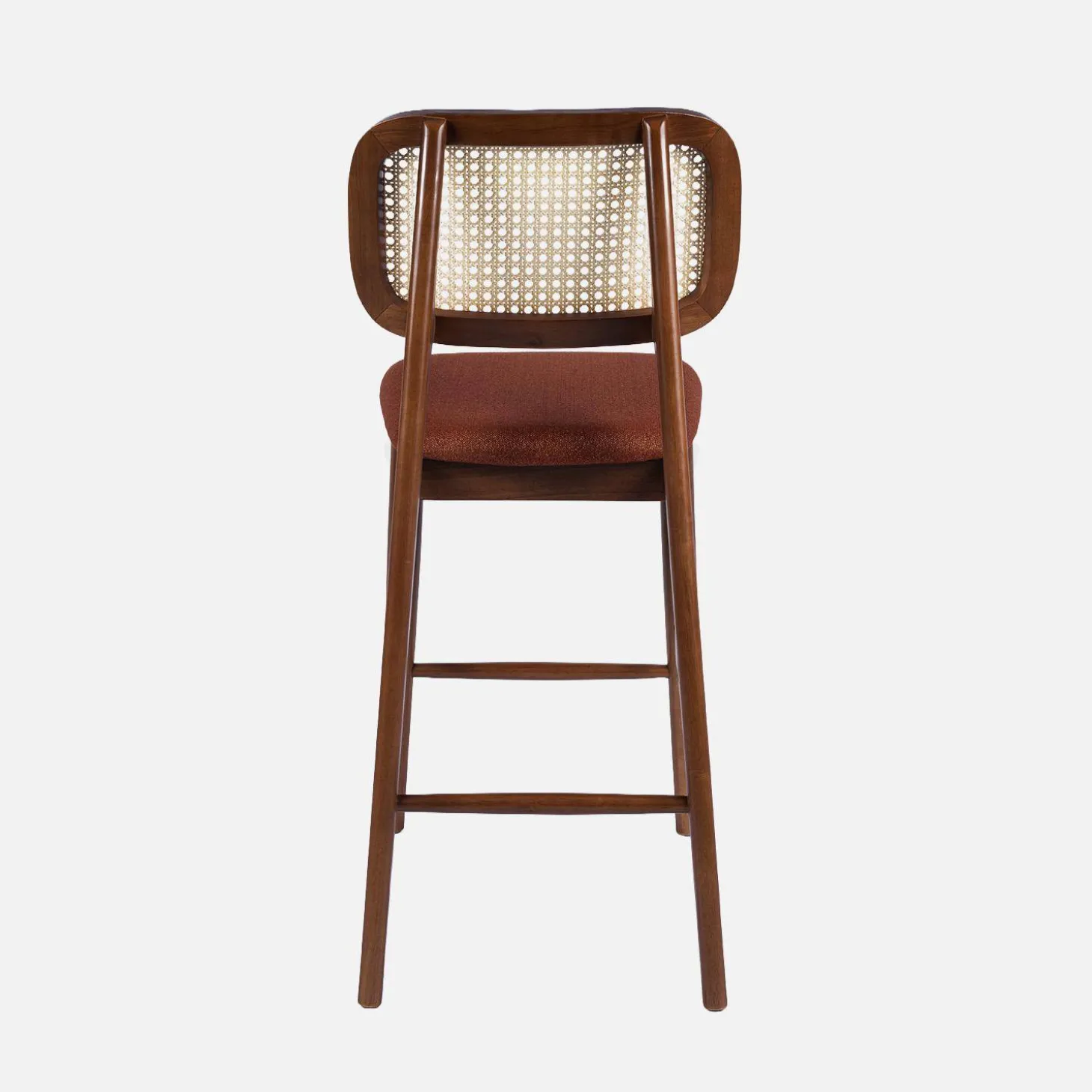 Barkruk van walnootkleurig hout en rotan 66,5 cm (set van 2)