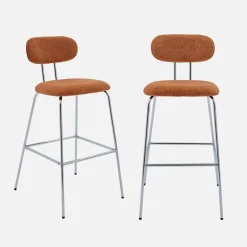 Barkruk waterafstotende stof, chrome metalen poten (set van 2)
