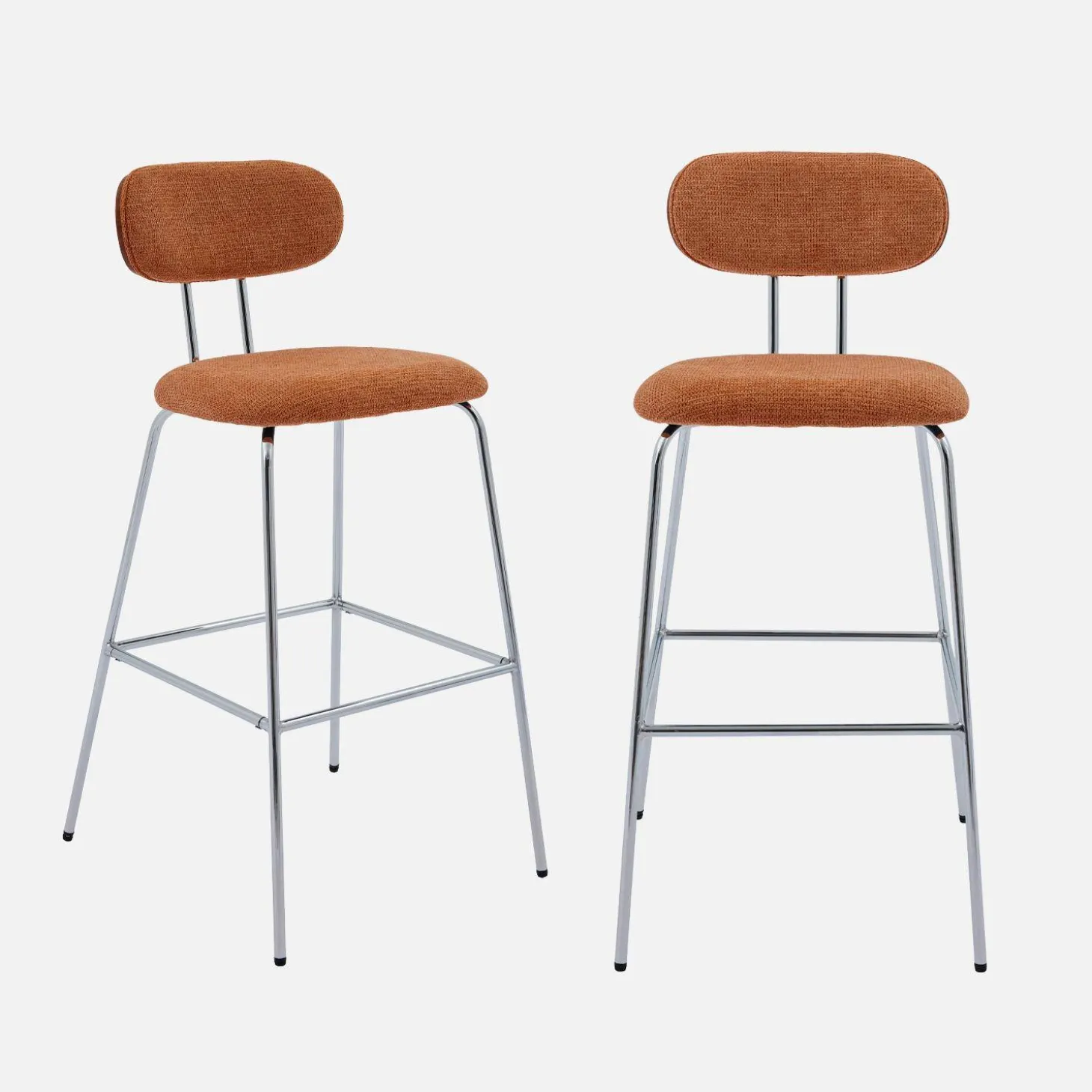 Barkruk waterafstotende stof, chrome metalen poten (set van 2)
