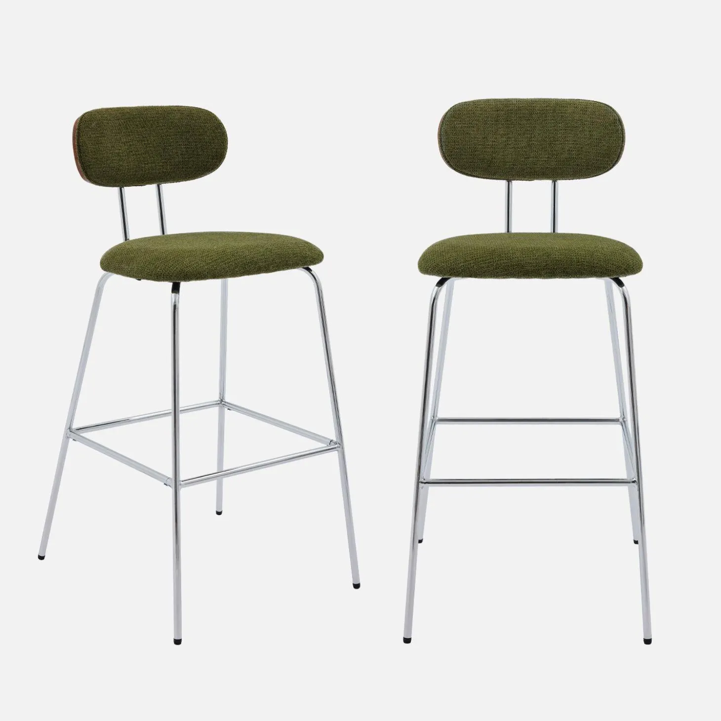 Barkruk waterafstotende stof, chrome metalen poten (set van 2)