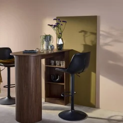 Bartafel, hoge keukentafel van houtdecor met opbergruimte
