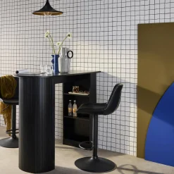 Bartafel, hoge keukentafel van houtdecor met opbergruimte