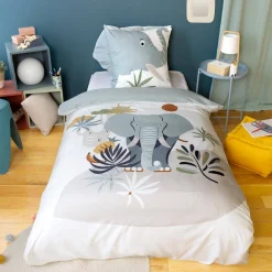Beddengoed met olifantprint 1-persoons 140x200cm microvezel