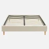 Bed met lattenbodem, bouclé afwerking, wit