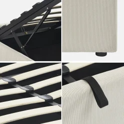 Bed met lattenbodem en corduroy 140x190 cm (fijne ribbels)