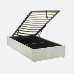 Bed met lattenbodem en hoofdbord van 90 x 190 cm in corduroy (fijne ribbels)