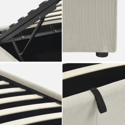 Bed met lattenbodem en hoofdbord van 90 x 190 cm in corduroy (fijne ribbels)