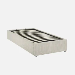 Bed met lattenbodem en hoofdbord van 90 x 190 cm in corduroy (fijne ribbels)