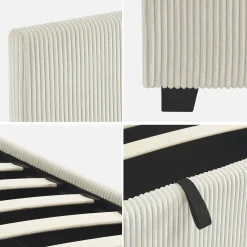 Bed met lattenbodem en hoofdeinde, 90 x 190cm, corduroy