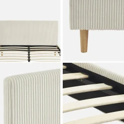 Bed met lattenbodem en hoofdeinde, 140x190cm corduroy