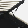 Bed met lattenbodem en hoofdeinde, bouclé afwerking, wit