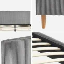 Bed met lattenbodem en hoofdeinde, 140x190cm corduroy