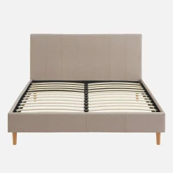 Bed met lattenbodem en hoofdeinde, stoffen afwerking