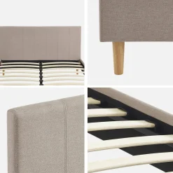 Bed met lattenbodem en hoofdeinde, stoffen afwerking