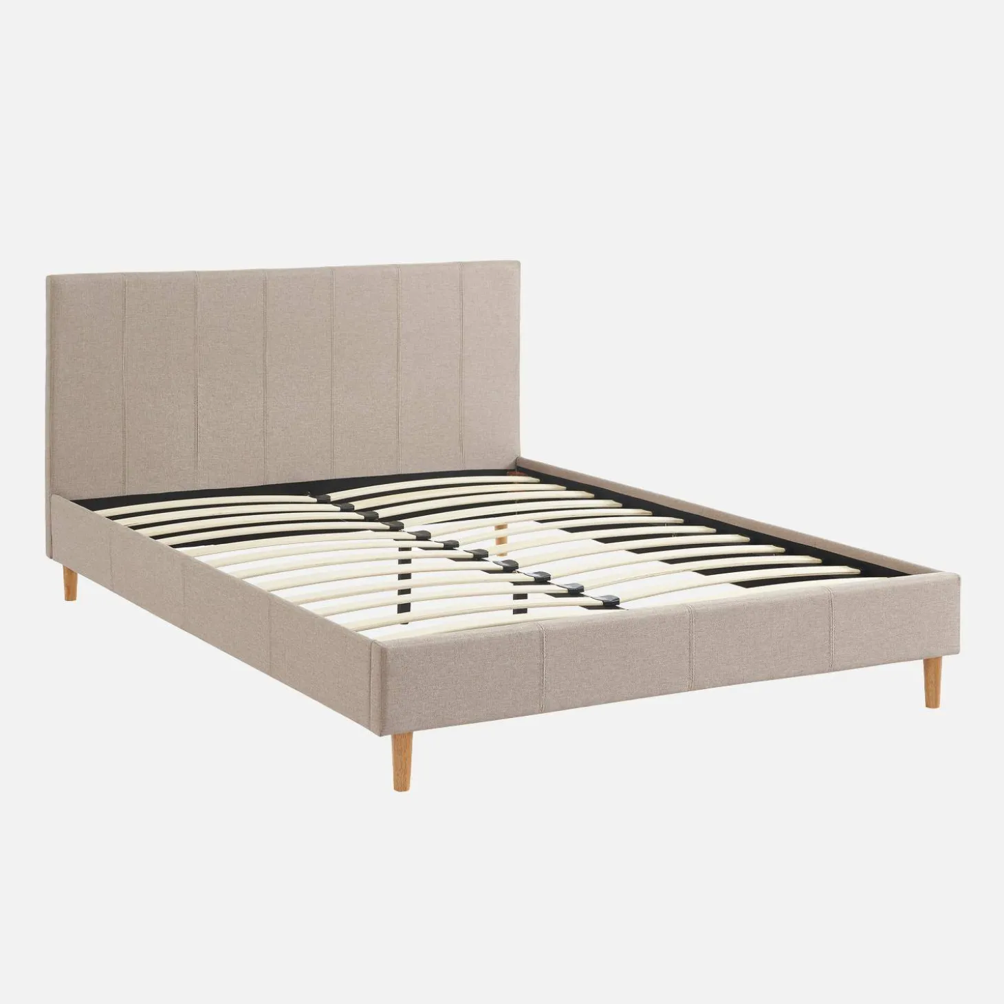 Bed met lattenbodem en hoofdeinde, stoffen afwerking