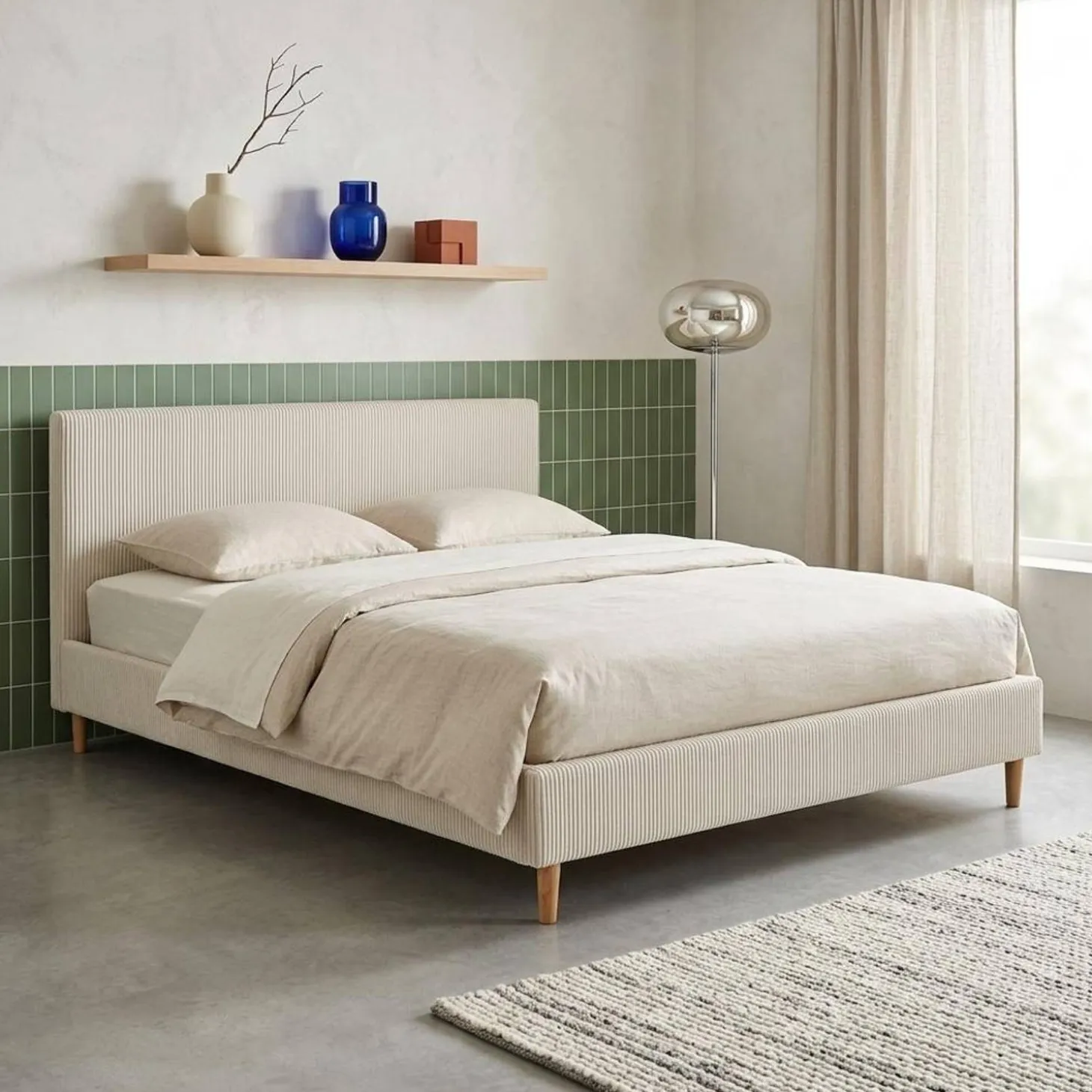 Bed met lattenbodem en hoofdeinde, 160x200cm corduroy