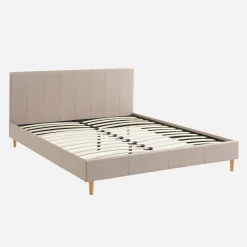 Bed met lattenbodem en hoofdeinde, stoffen afwerking