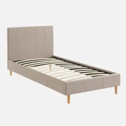 Bed met lattenbodem en hoofdeinde, stoffen afwerking