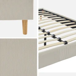 Bed met lattenbodem 140 x 190cm corduroy (fijne ribbels)