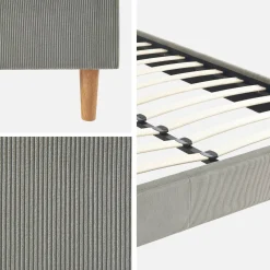 Bed met lattenbodem 140 x 190cm corduroy (fijne ribbels)
