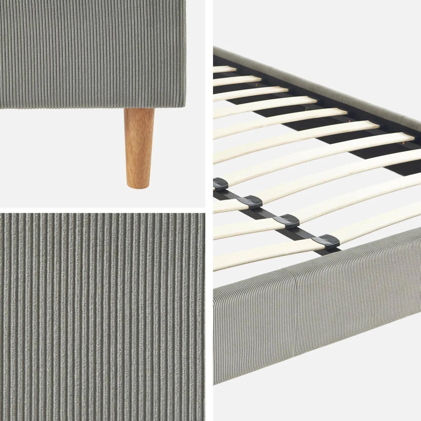Bed met lattenbodem 140 x 190cm corduroy (fijne ribbels)