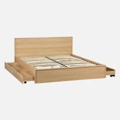Bed 160x200cm met 4 lades inclusief lattenbodem en hoofdbord houtdecor