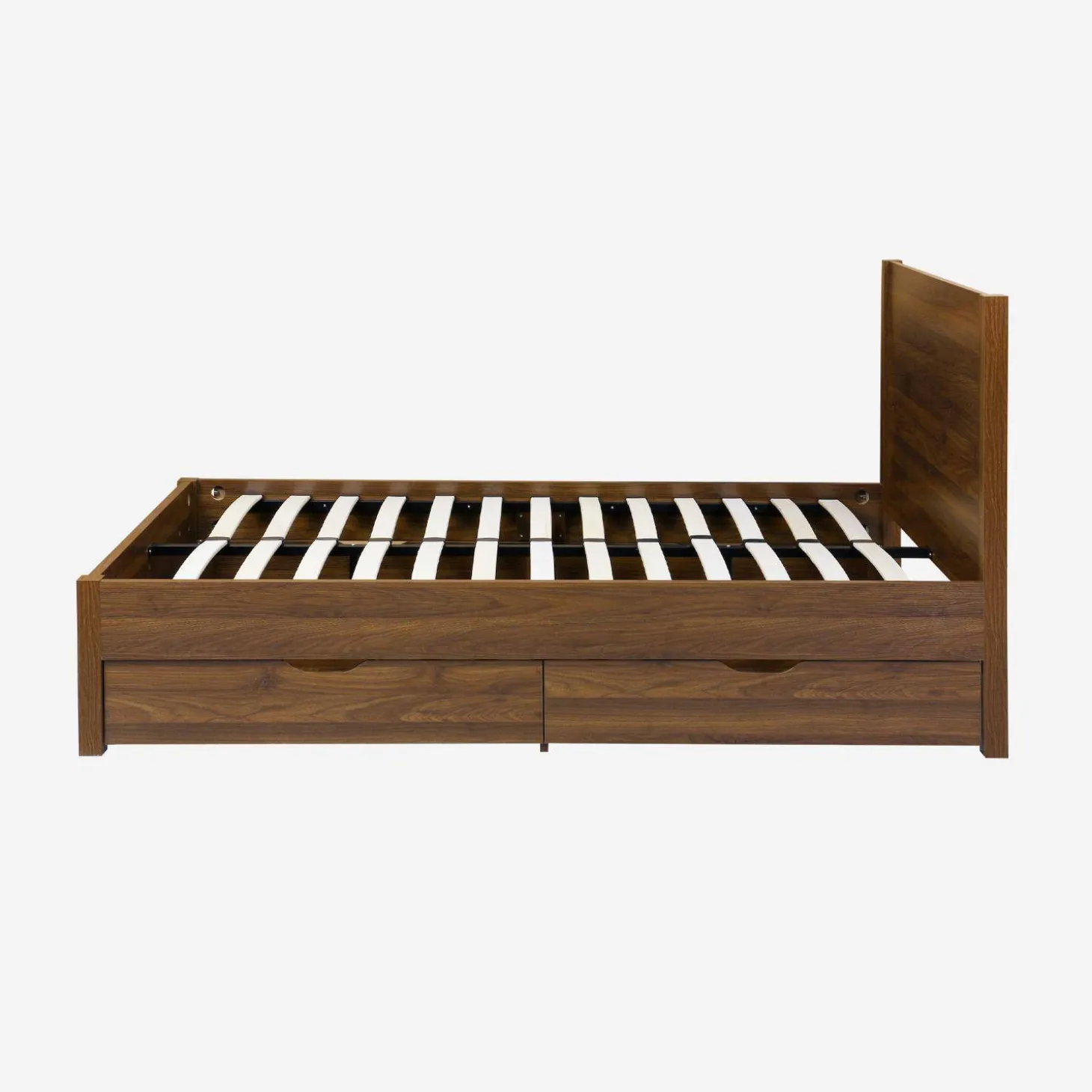 Bed 160 x 200cm met 4 lades lattenbodem en hoofdbord houtdecor