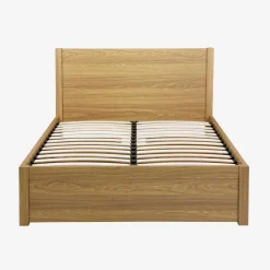 Bed 140x190cm met lattenbodem hoofdbord en 4 laden houtdecor