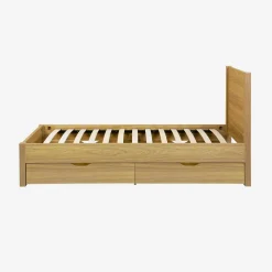 Bed 90x190cm met lattenbodem hoofdbord en 4 laden houtdecor