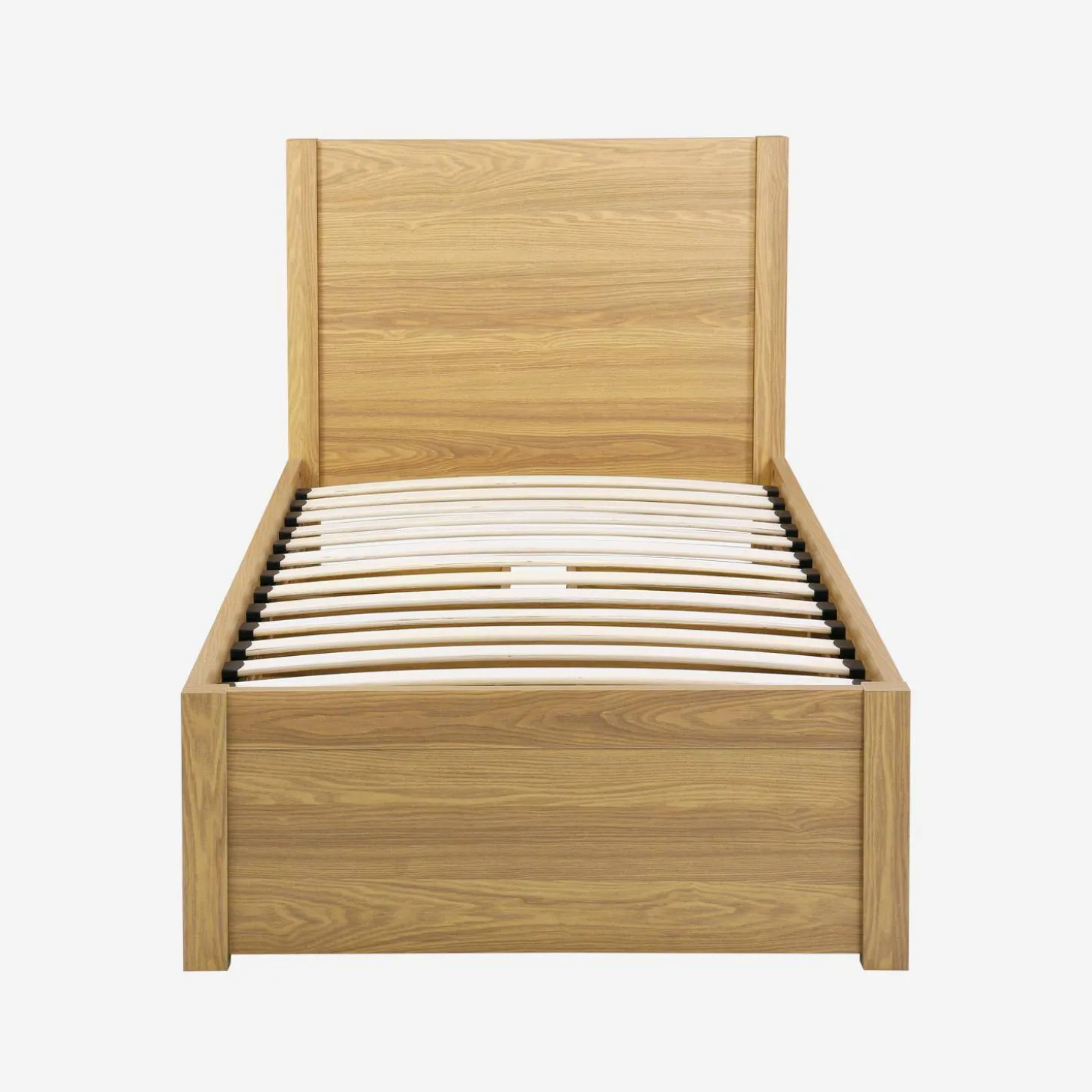 Bed 90x190cm met lattenbodem hoofdbord en 4 laden houtdecor
