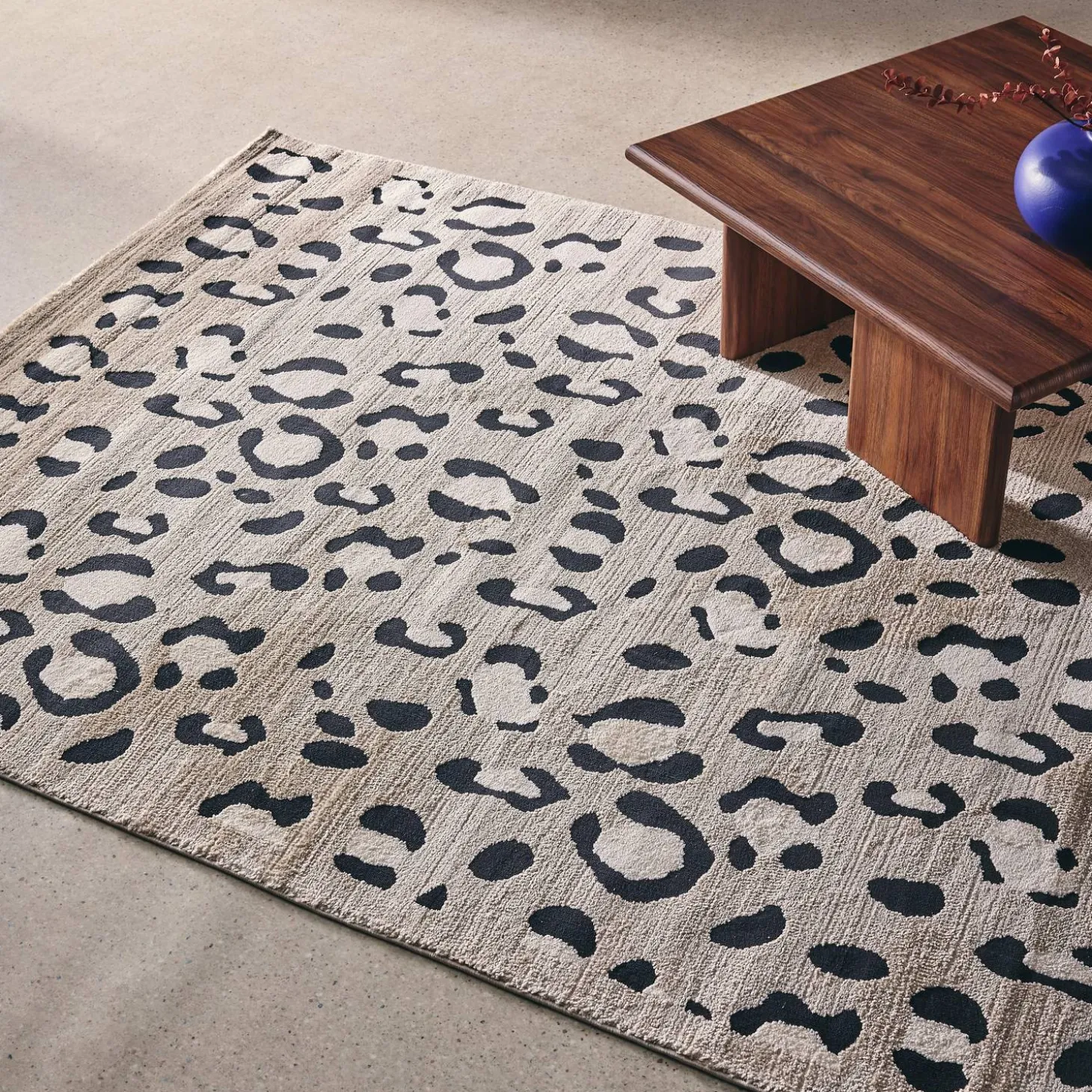 Beige luipaardmotief binnentapijt