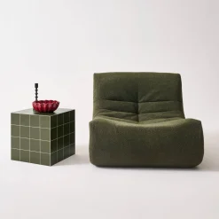 Bijzettafel kubus matte keramieklook met tegels van 40 x 40 cm