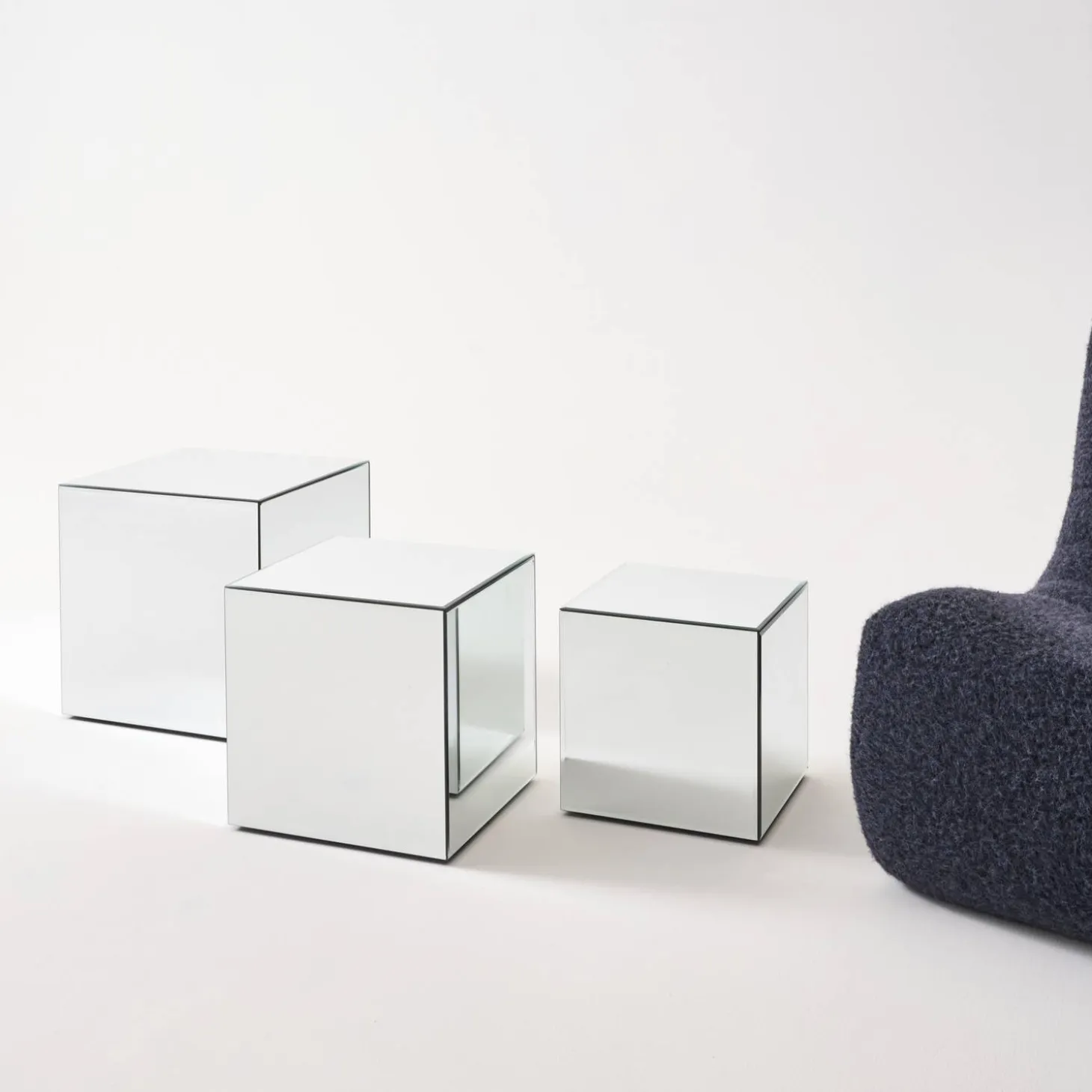 Bijzettafel kubus spiegelglas 40cm