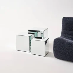 Bijzettafel kubus spiegelglas 30cm
