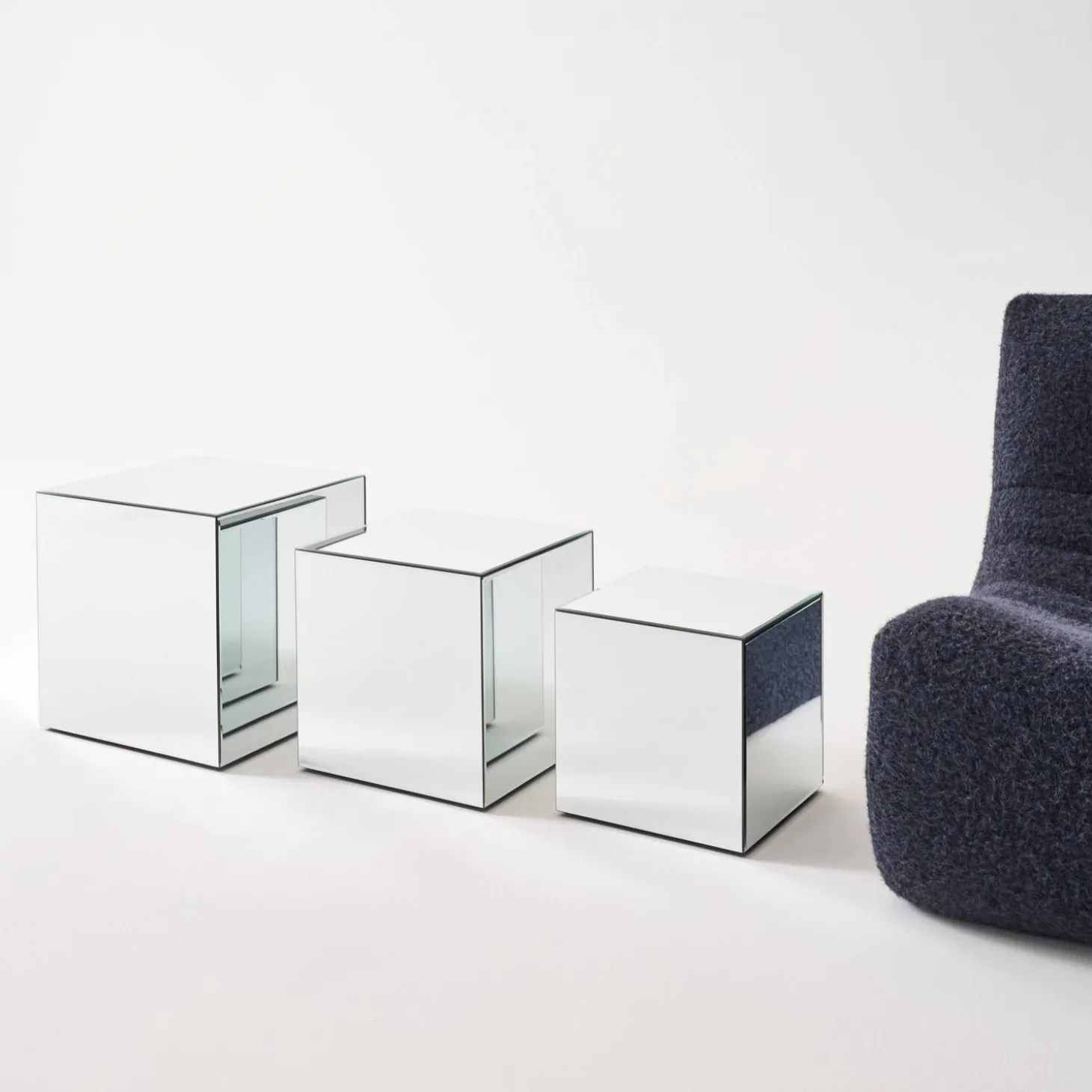 Bijzettafel kubus spiegelglas 35cm