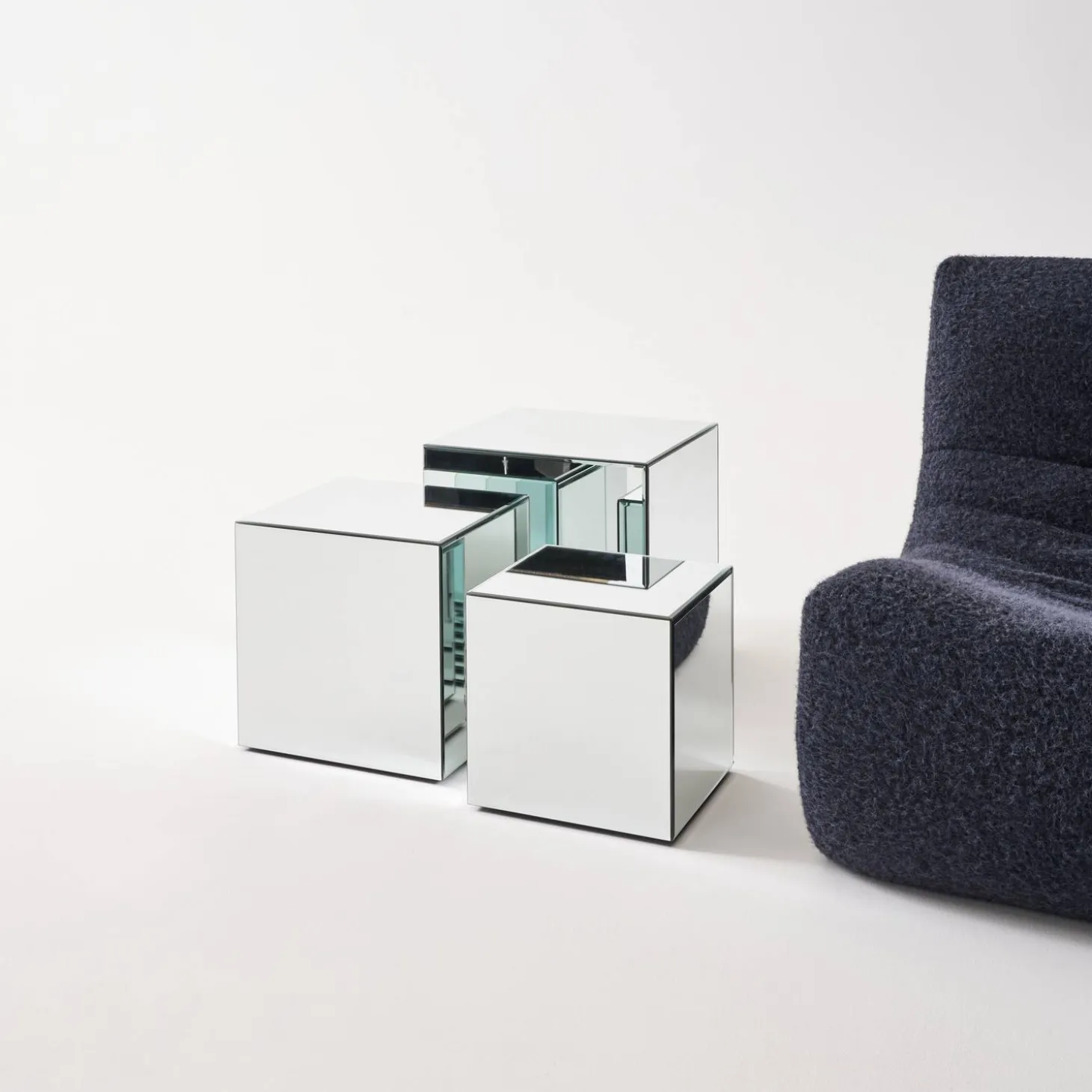 Bijzettafel kubus spiegelglas 35cm