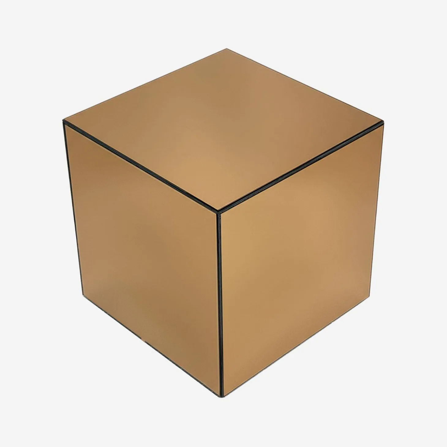 Bijzettafel kubus spiegelglas 35cm