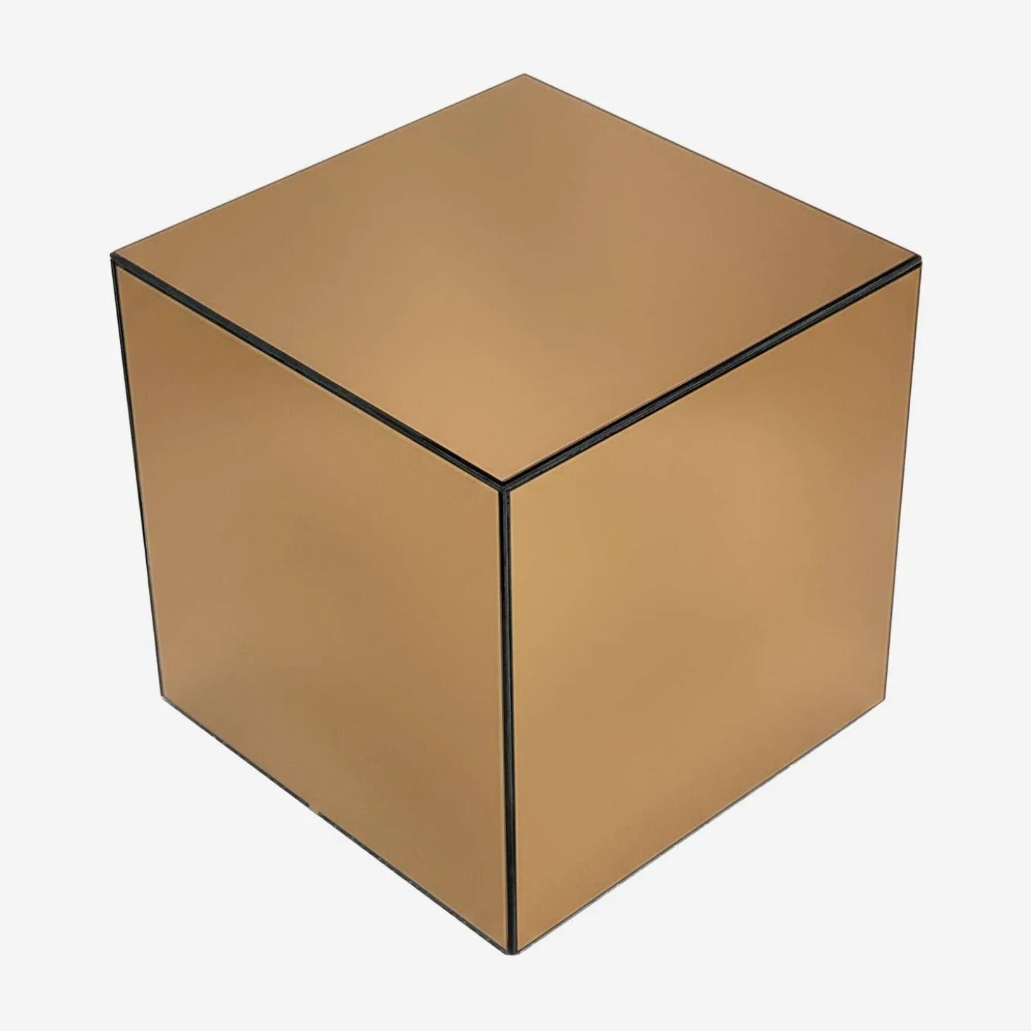 Bijzettafel kubus spiegelglas 40cm