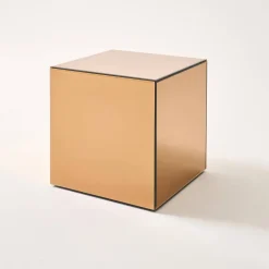 Bijzettafel kubus spiegelglas 40cm
