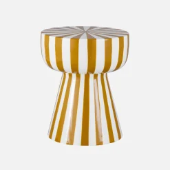 Bijzettafel, nachtkastje geëmailleerd staal gestreept Ø34 x H41cm