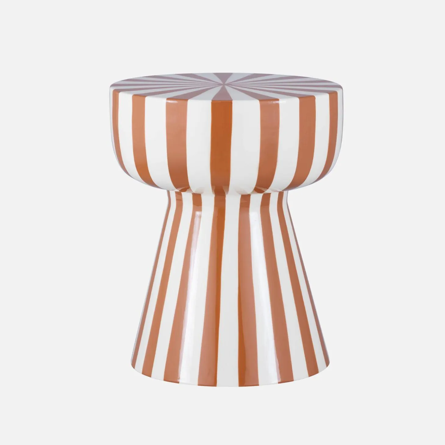 Bijzettafel, nachtkastje geëmailleerd staal gestreept Ø34 x H41cm