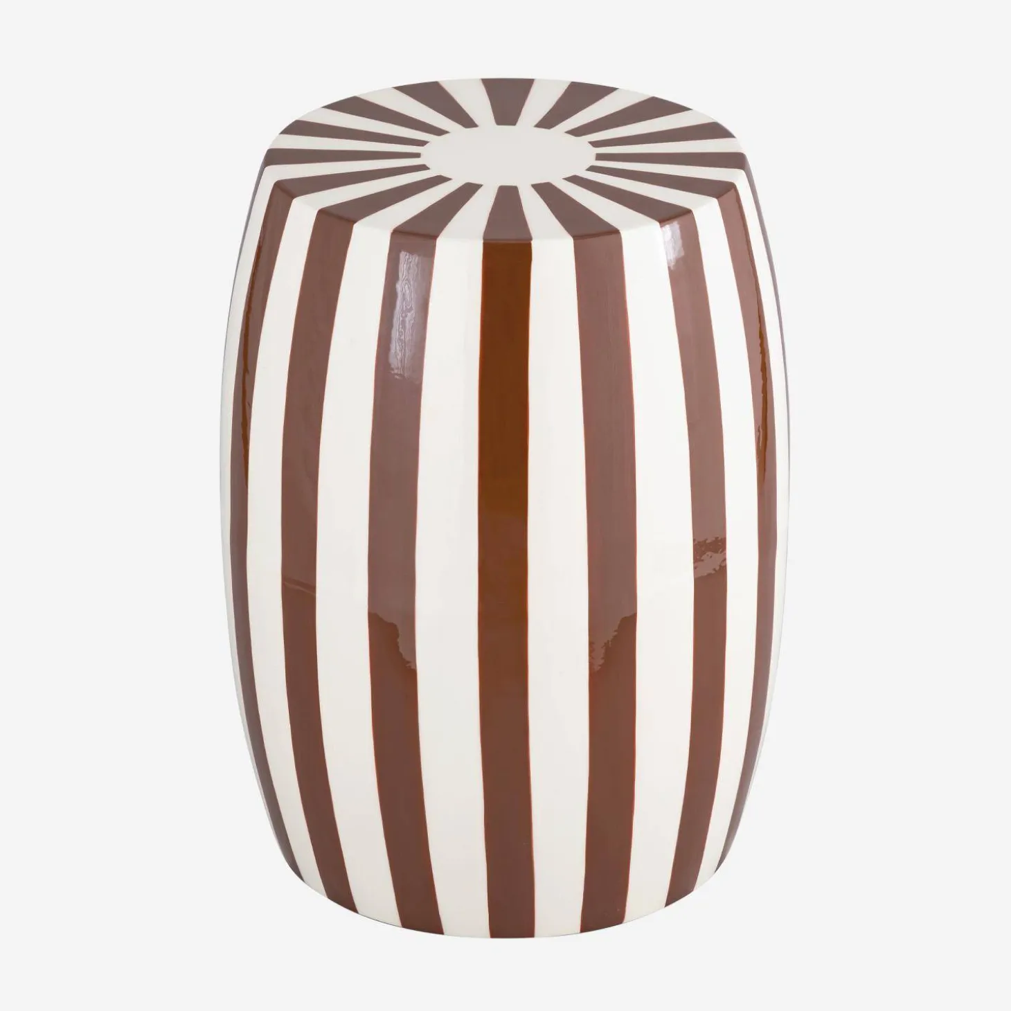 Bijzettafel, nachtkastje van gestreept geëmailleerd staal Ø35 x H 46cm