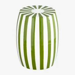 Bijzettafel, nachtkastje van gestreept geëmailleerd staal Ø35 x H 46cm