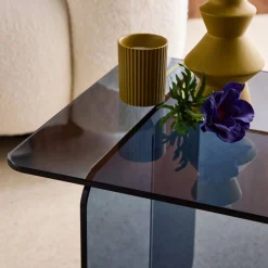 Bijzettafel vierkant gehard glas