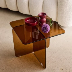 Bijzettafel vierkant gehard glas
