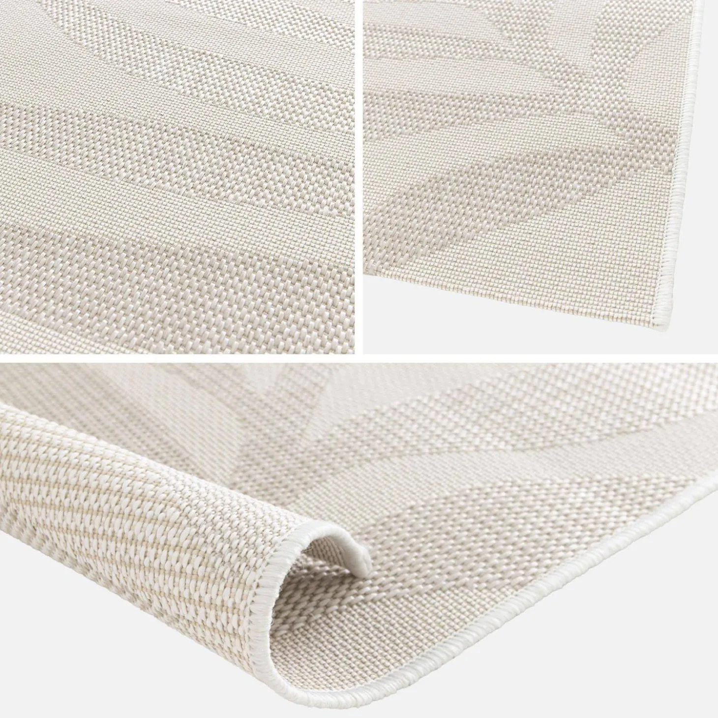 Binnen-/buitenkleed met plantmotief, crème en beige