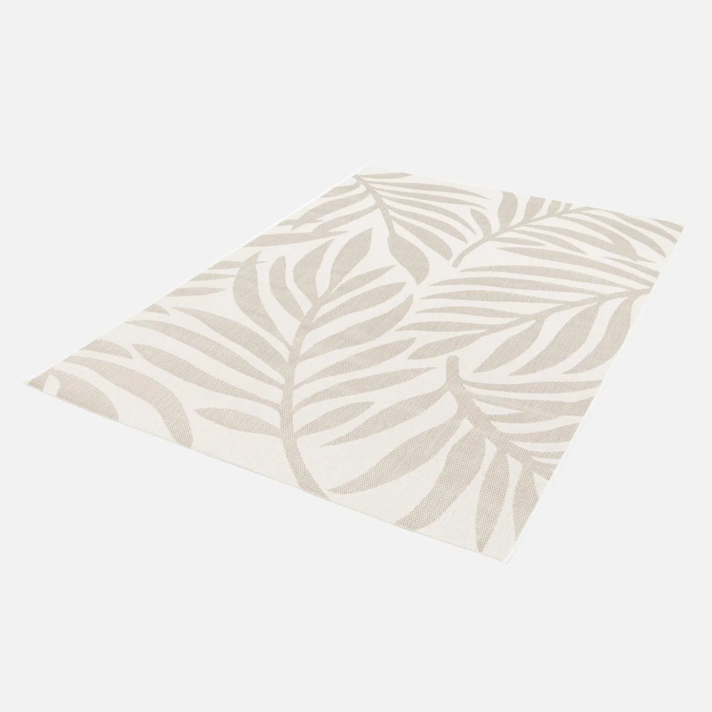 Binnen-/buitenkleed met plantmotief, crème en beige