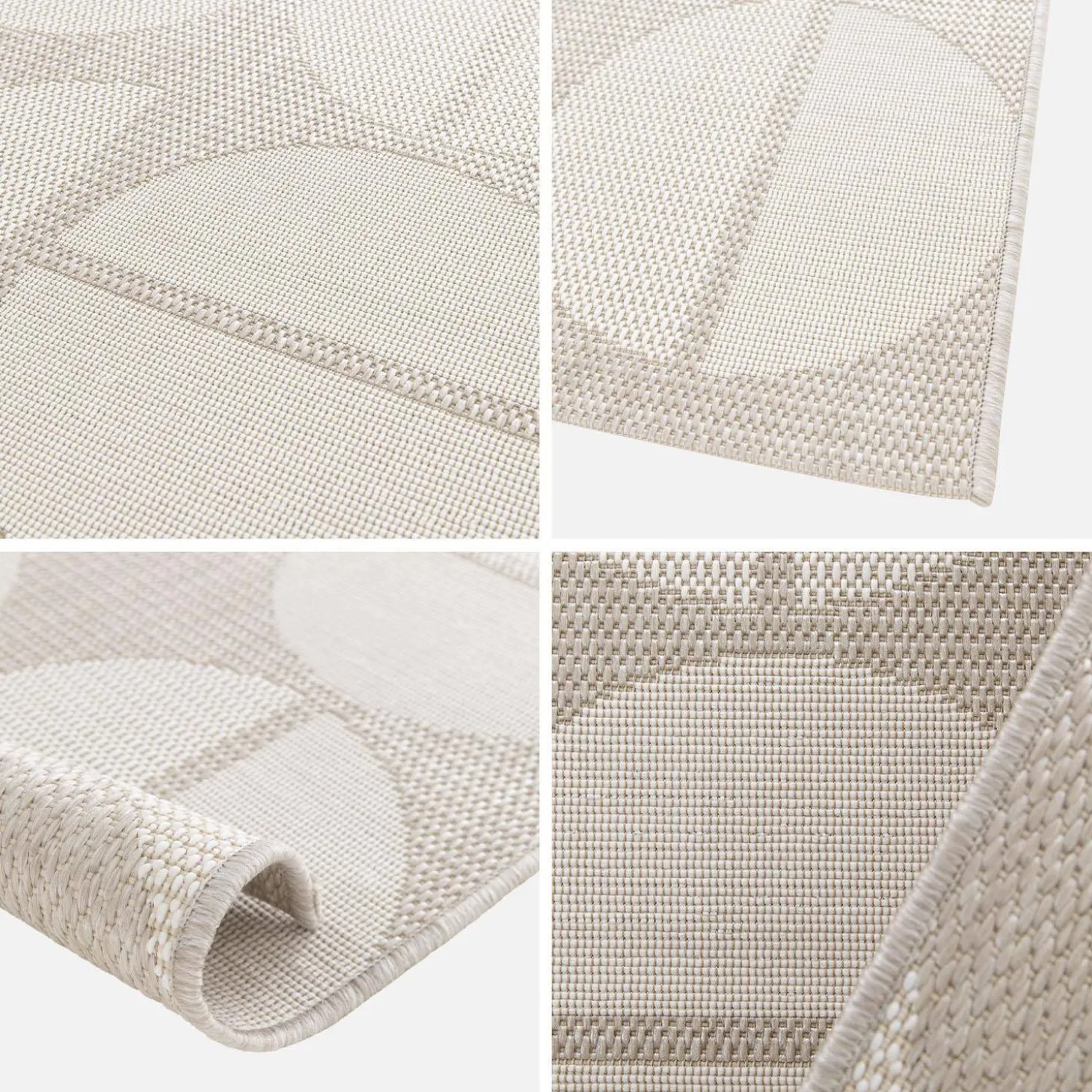 Binnen- en buitenkleed geometrische motieven, crème en beige