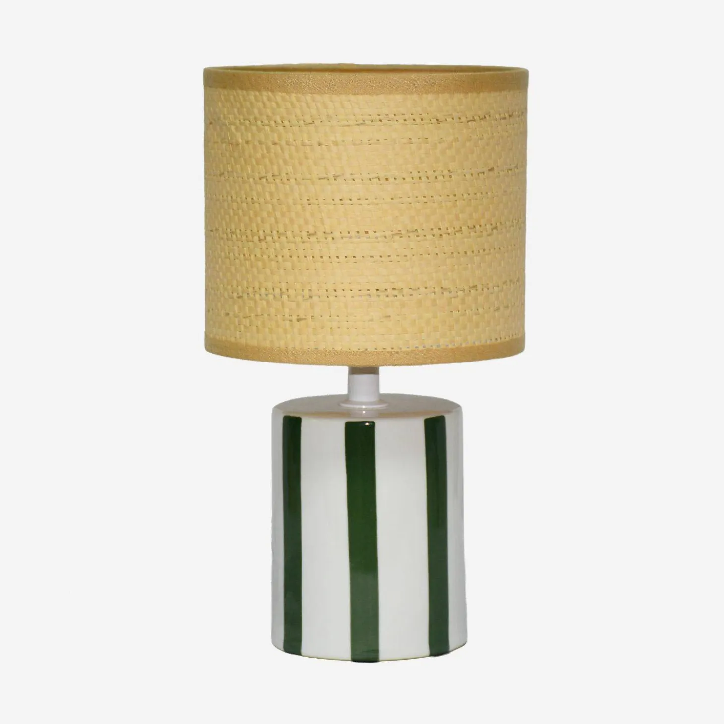 Binnen tafellamp keramiek lampenkap rotan effect H 28cm